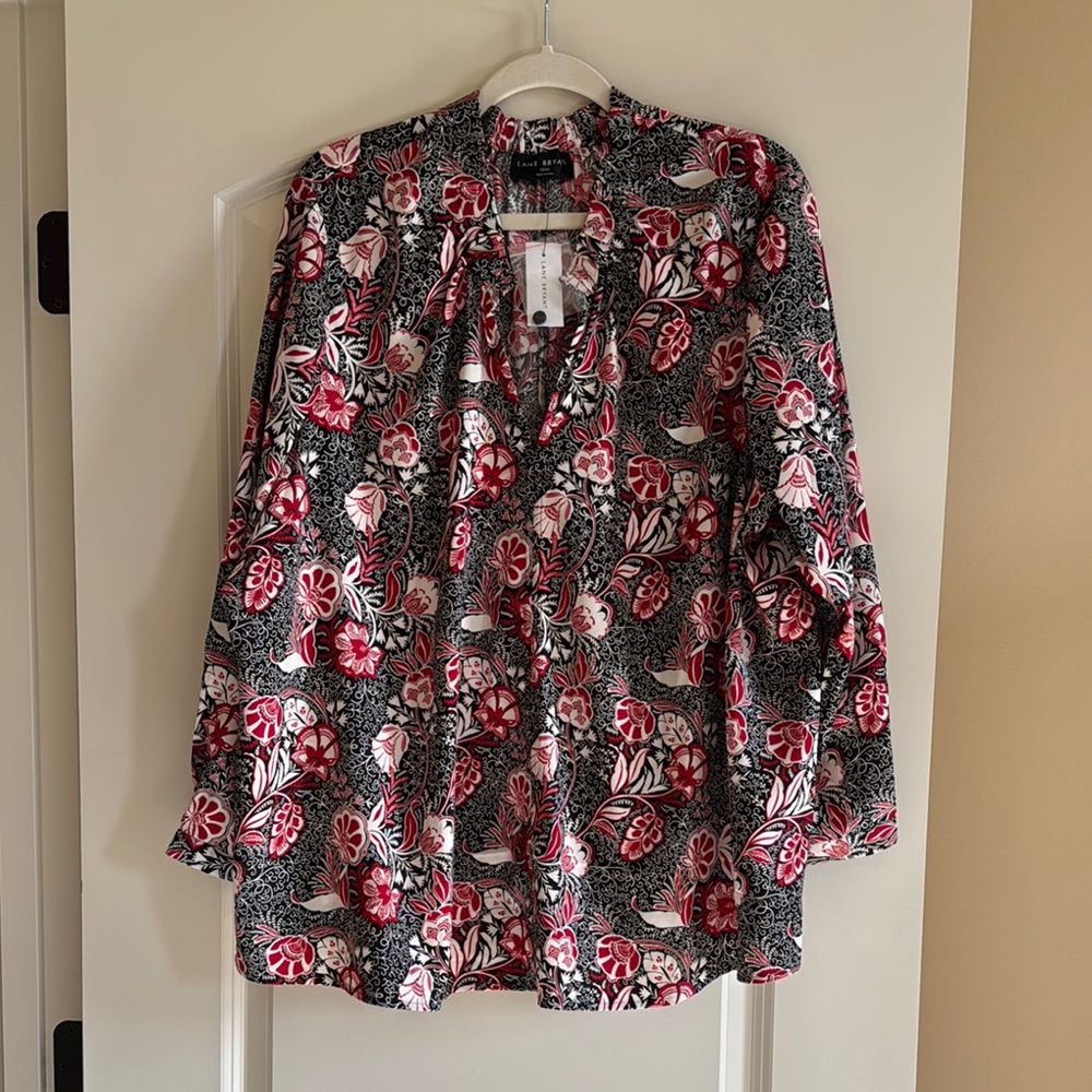 Blouse Gathered Ruffle V-Neck Popover Shirt